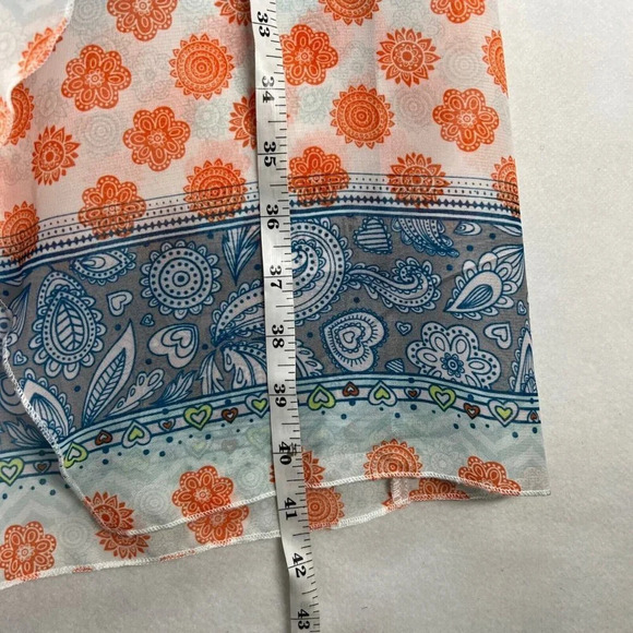 LuLaRoe Cover Up Womens Sz S Shirley Kimono Paisley Open Front Sheer Orange Blue - Picture 11 of 11